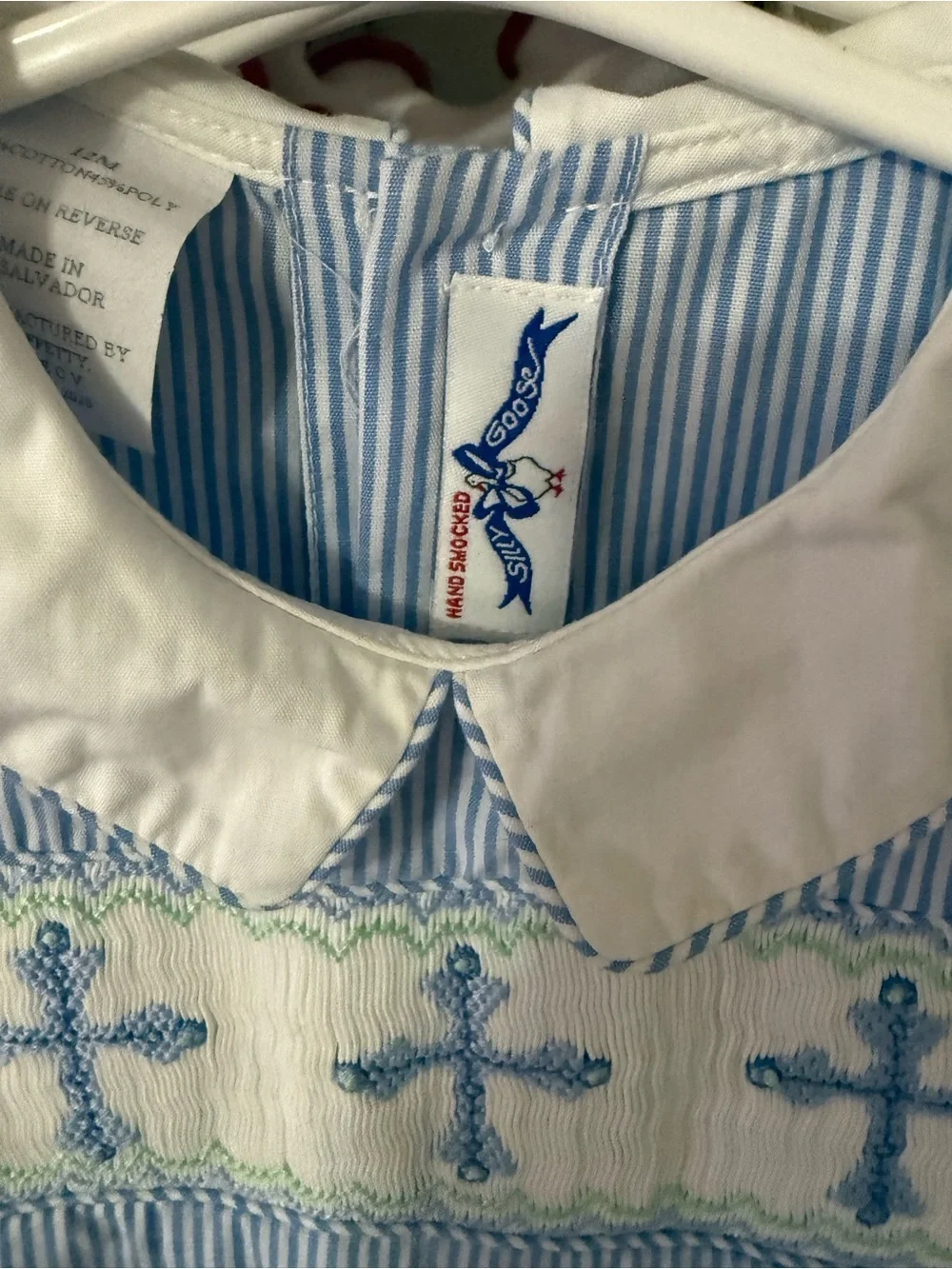 Silly Goose Smocked Crosses Bubble Romper